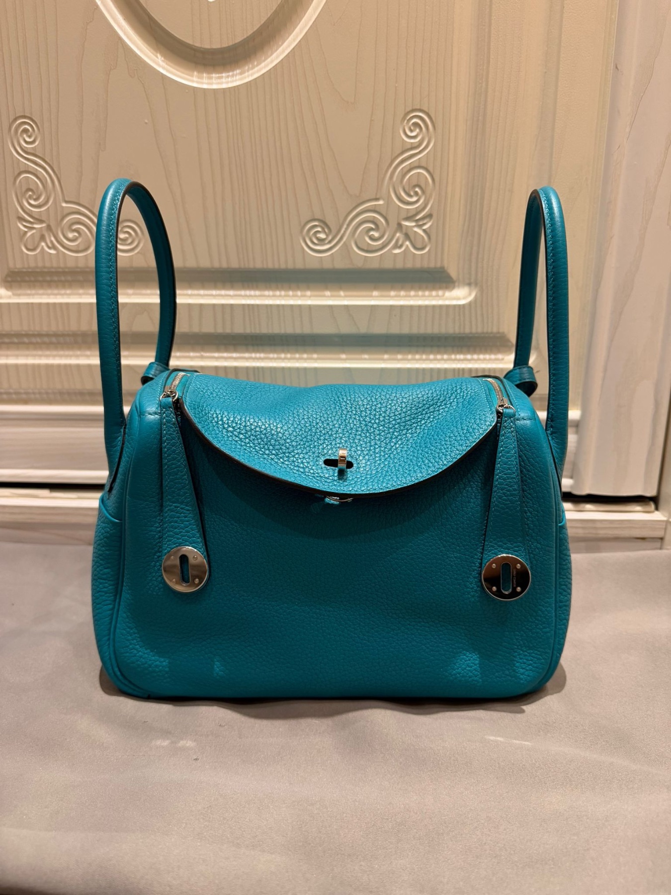 Hermes Lindy26 Blue Green Color Silver hardware by Hermes